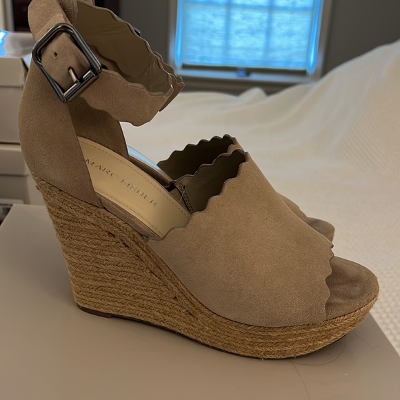 Marc Fisher HAYA platform wedge espadrilles. Dark natural suede - Picture 1 of 8